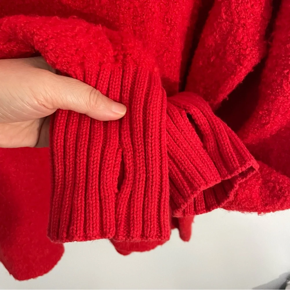 Aerie Offline Red Wool Blend Textured Turtleneck Sweater Size L